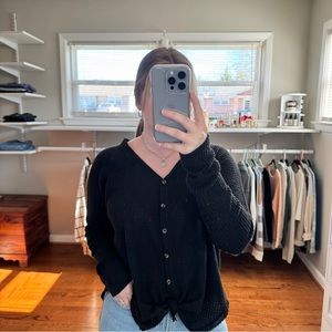 Urban Outfitters Waffle Tie Front Top